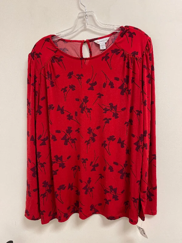 Top Long Sleeve By Liz Claiborne In Red, Size: Xl