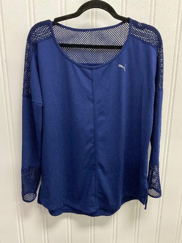 Top Long Sleeve By Puma In Blue, Size: L