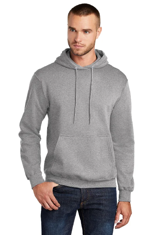 Port & Company Mens Core Pill Resistant Fleece Hooded Sweatshirt Hoodie w/ Pouch Pocket - Heather Grey