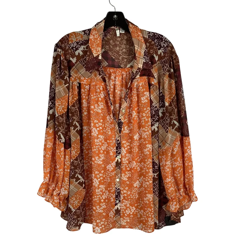 Top Long Sleeve By Cato In Orange, Size: 2x