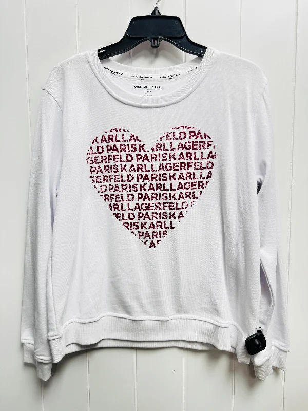 Top Long Sleeve By Karl Lagerfeld In Red & White, Size: M