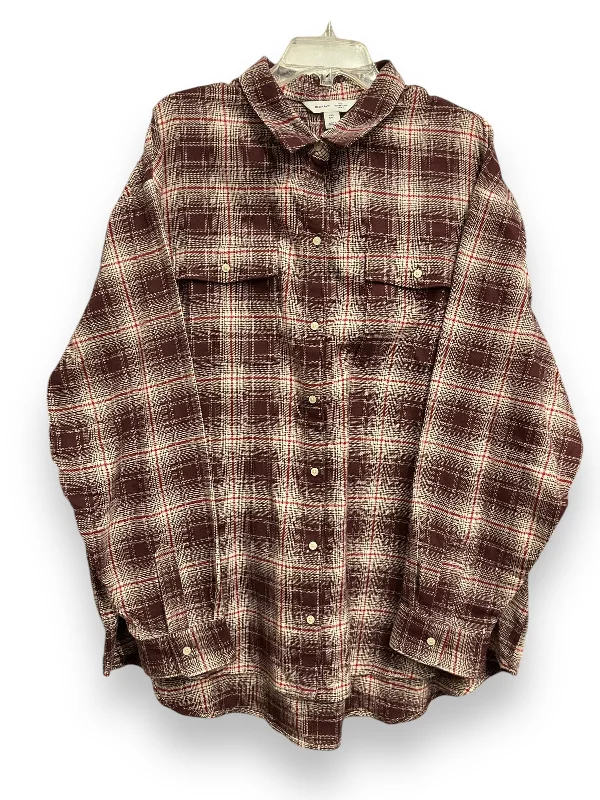 Top Long Sleeve By Old Navy In Plaid Pattern, Size: Xxl