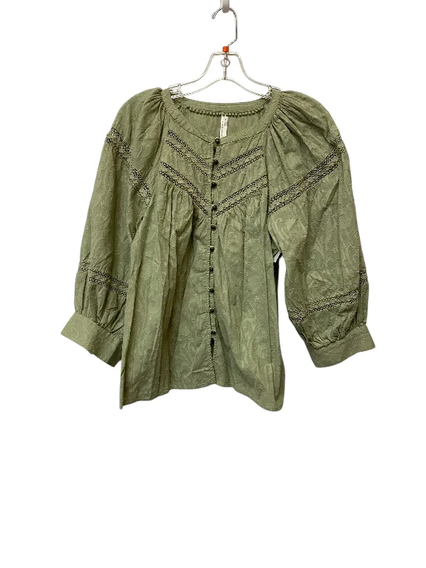 Top Long Sleeve By Anthropologie In Green, Size: M