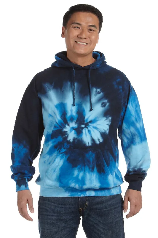 Tie-Dye Mens Hooded Sweatshirt Hoodie w/ Pouch Pocket - Blue Ocean