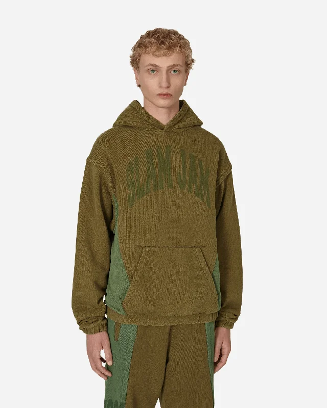 Panel Hooded Sweatshirt Green / Brown