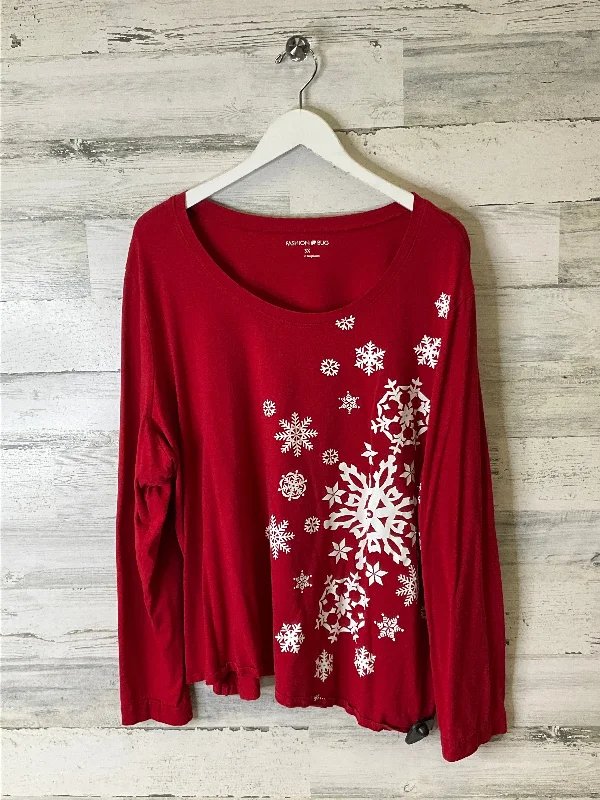 Top Long Sleeve By Fashion Bug In Red, Size: 3x