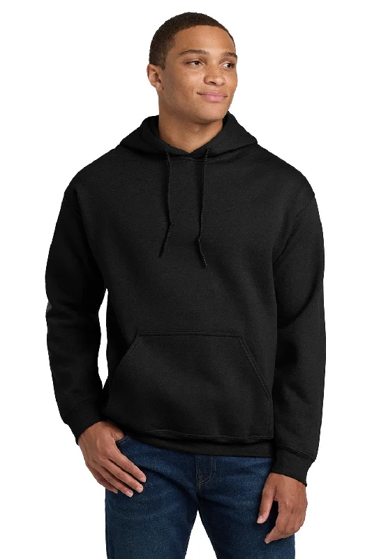 Gildan Mens Pill Resistant Hooded Sweatshirt Hoodie w/ Pouch Pocket - Black