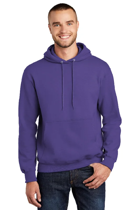 Port & Company Mens Essential Pill Resistant Fleece Hooded Sweatshirt Hoodie w/ Pouch Pocket - Purple