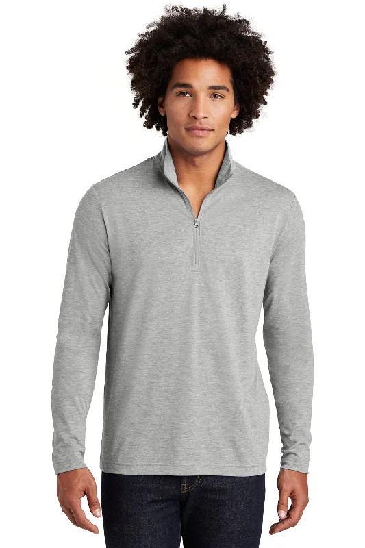 Sport-Tek Mens Moisture Wicking 1/4 Zip Sweatshirt - Heather Light Grey