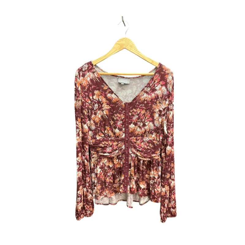 Top Long Sleeve By Anthropologie In Multi-colored, Size: L