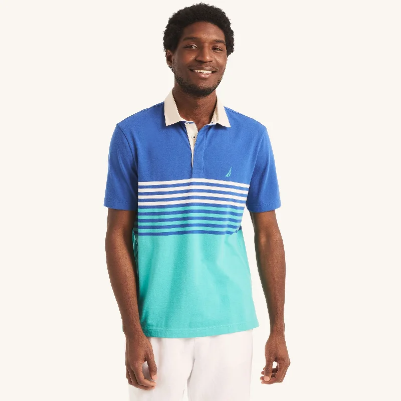 Nautica Mens Sustainably Crafted Classic Fit Chest-Stripe Polo