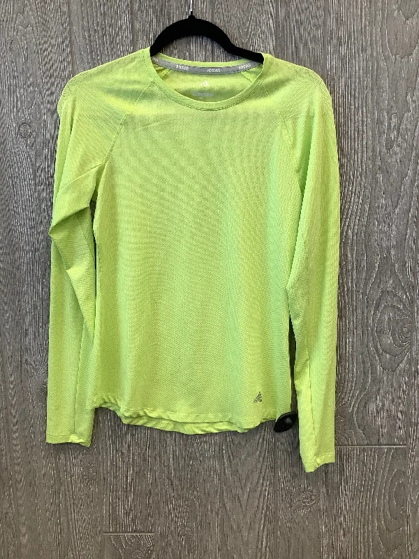 Athletic Top Long Sleeve Collar By Adidas In Green, Size: S