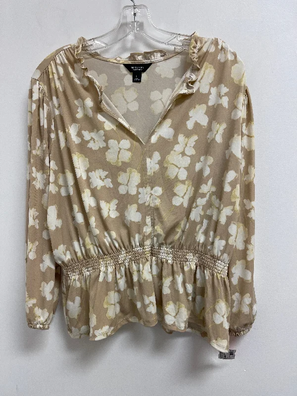 Top Long Sleeve By Simply Vera In Cream, Size: L