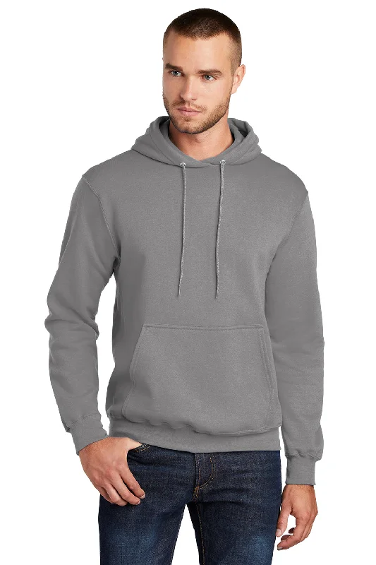 Port & Company Mens Core Pill Resistant Fleece Hooded Sweatshirt Hoodie w/ Pouch Pocket - Medium Grey