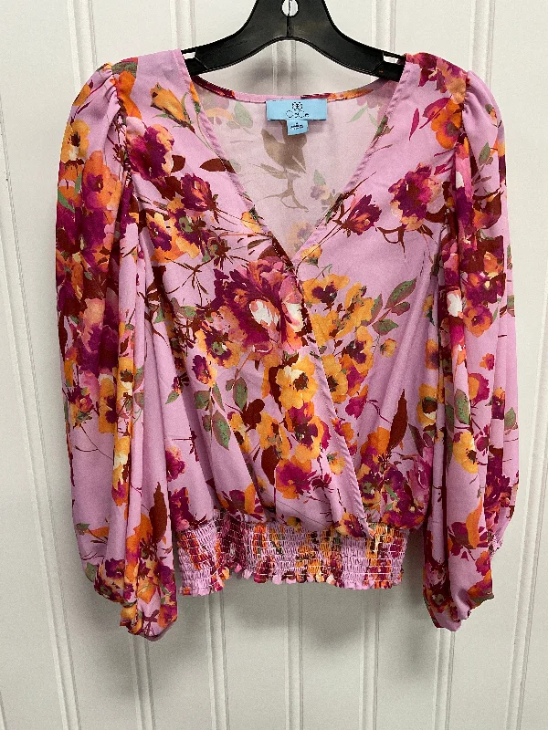 Top Long Sleeve By Cece In Floral Print, Size: M