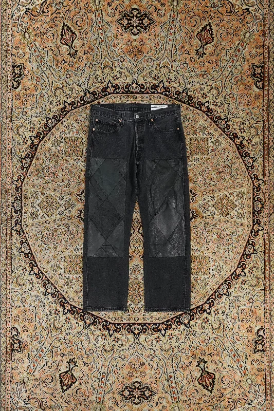 Children of the discordance NY LEATHER PATCHWORK DENIM (BLACK)②