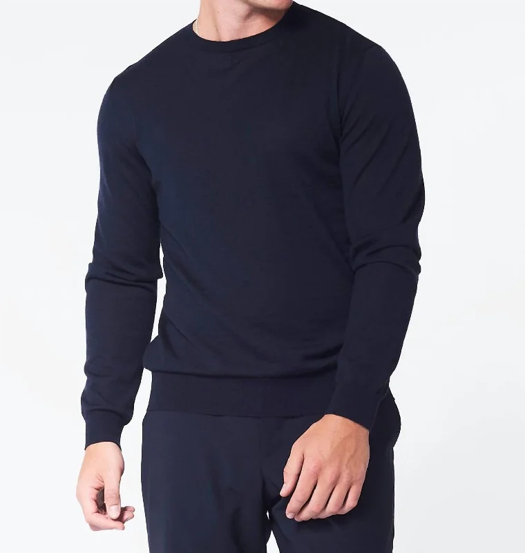 Crew Neck Sweater In Midnight Blue