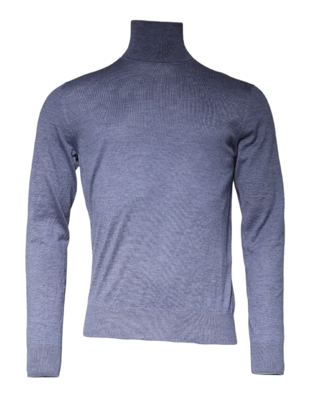 Dolce & Gabbana blue Long Sleeve Turtleneck Pullover Men's Sweater (Pre-Owned)