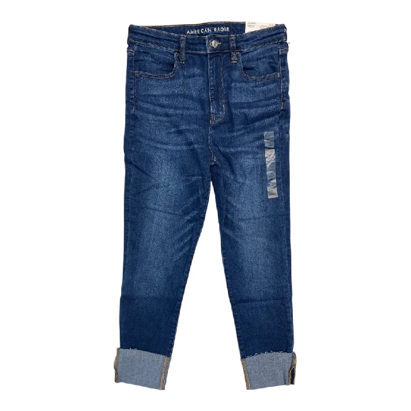 Jeans Cropped By American Eagle In Blue Denim, Size:12