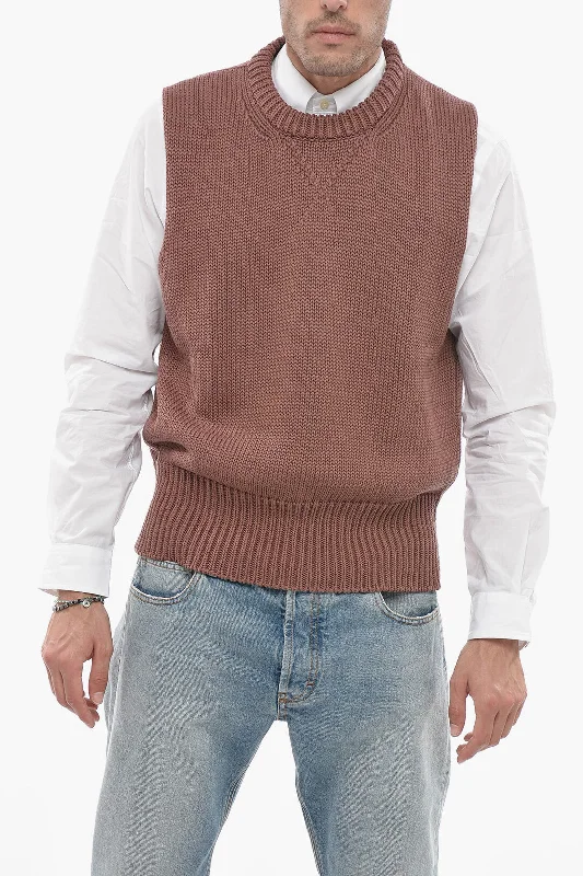 Jil Sander Knitted Vest with Ribbed Trims