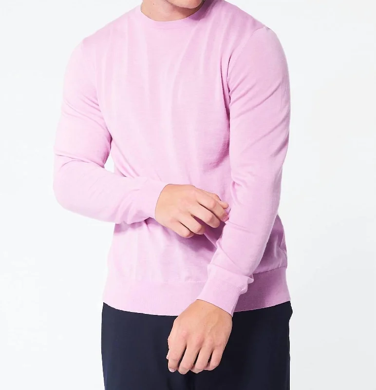 Crew Neck Sweater In Flamingo Pink