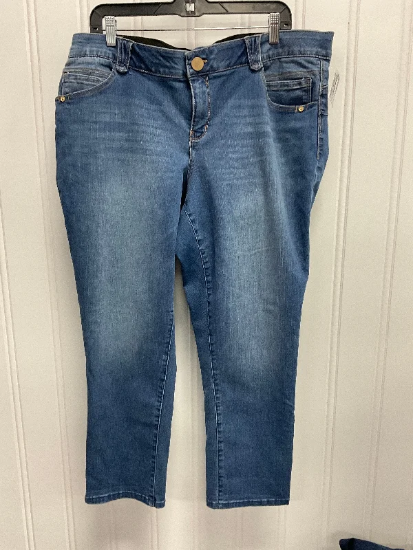 Jeans Straight By Democracy In Blue Denim, Size:20