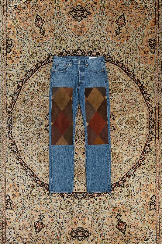 Children of the discordance NY LEATHER PATCHWORK DENIM (BROWN)②