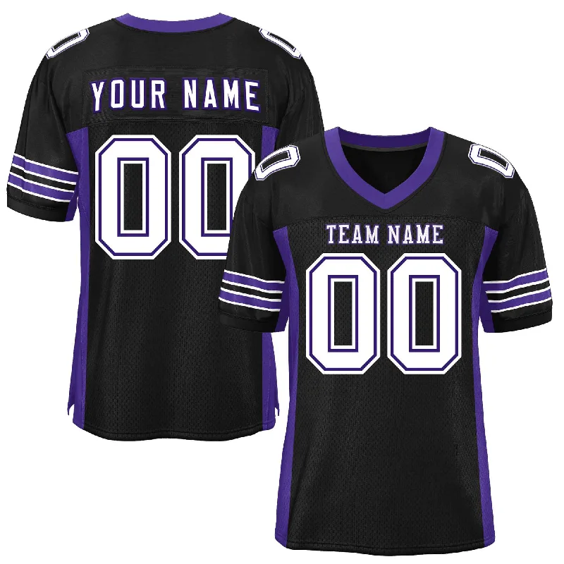 Custom Black Purple Insert Color Design Mesh Authentic Football Jersey