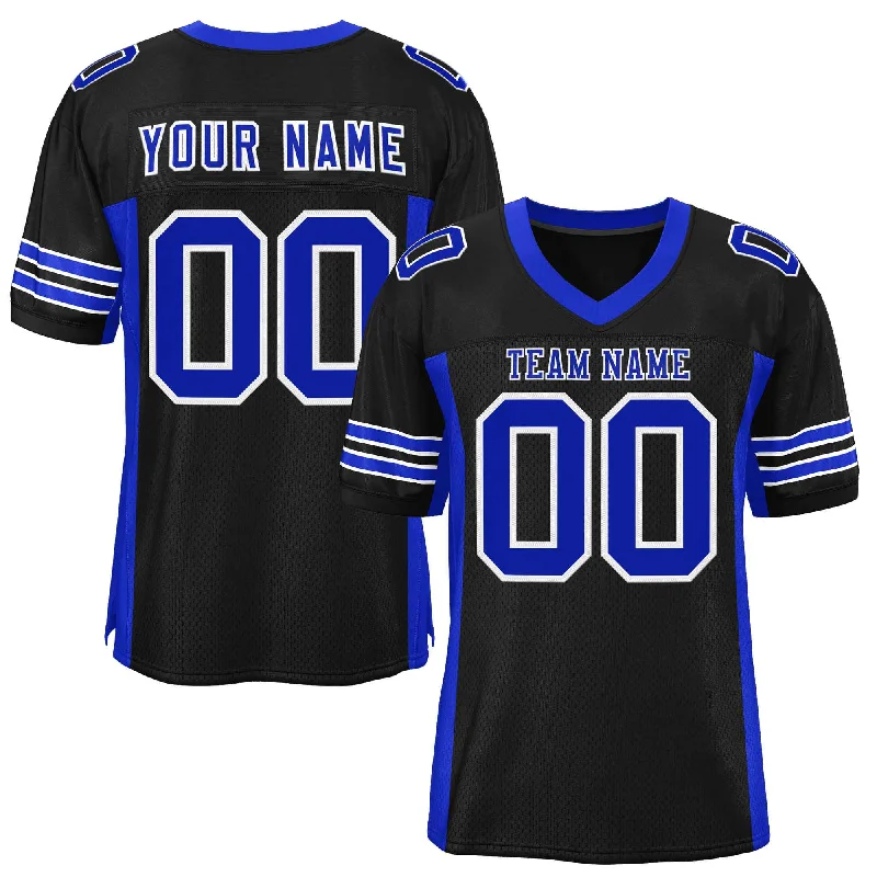 Custom Black Royal Insert Color Design Mesh Authentic Football Jersey