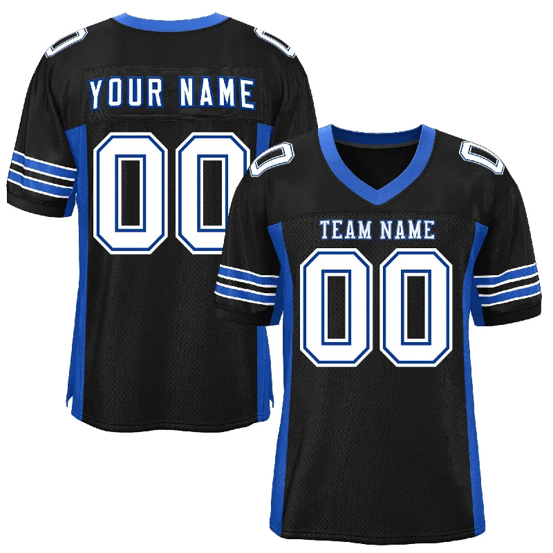 Custom Black Royal Insert Color Design Mesh Authentic Football Jersey