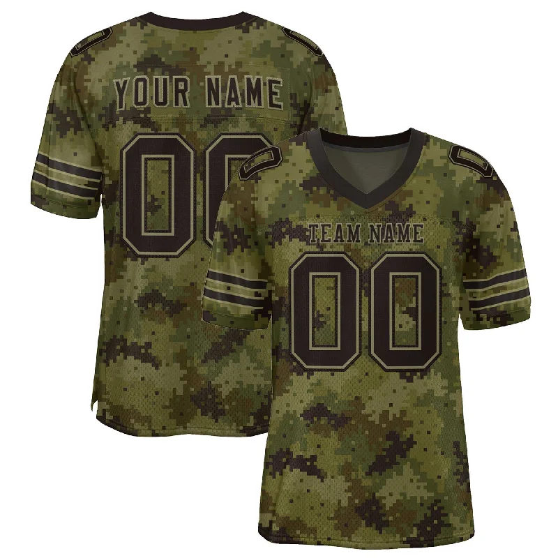 Custom Camo Black Mesh Authentic Football Jersey