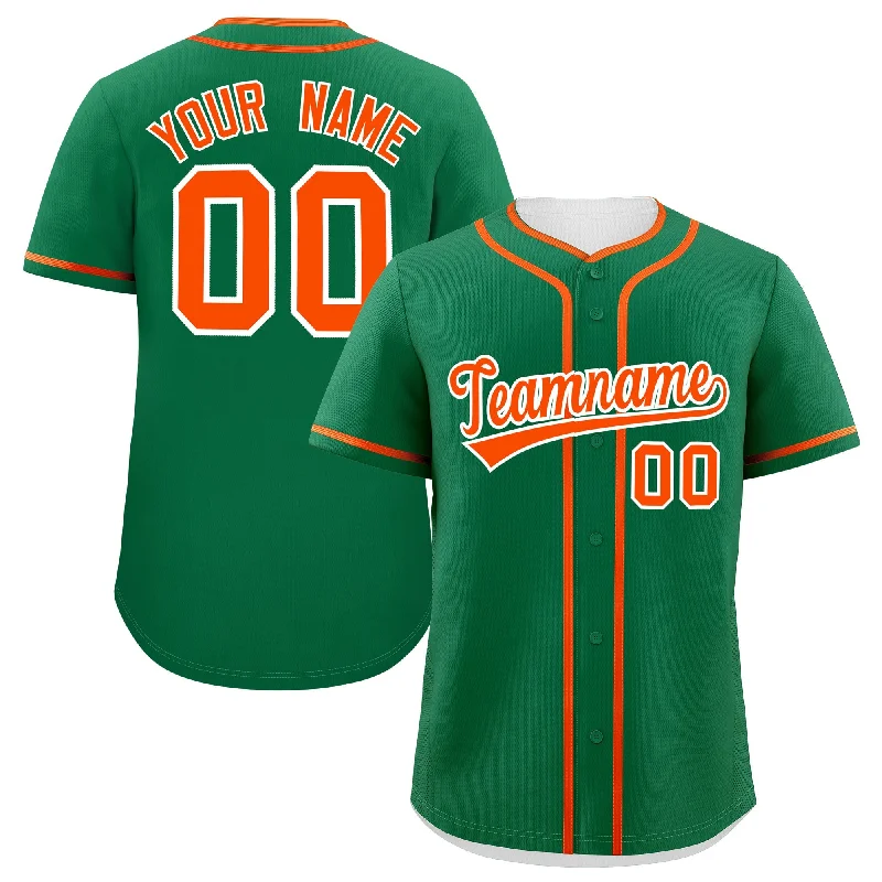 Custom Kelly Green Orange Personalized Classic Authentic Baseball Jersey