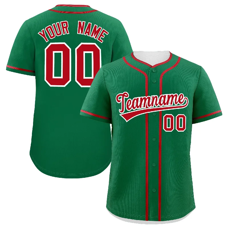 Custom Kelly Green Red Personalized Classic Authentic Baseball Jersey