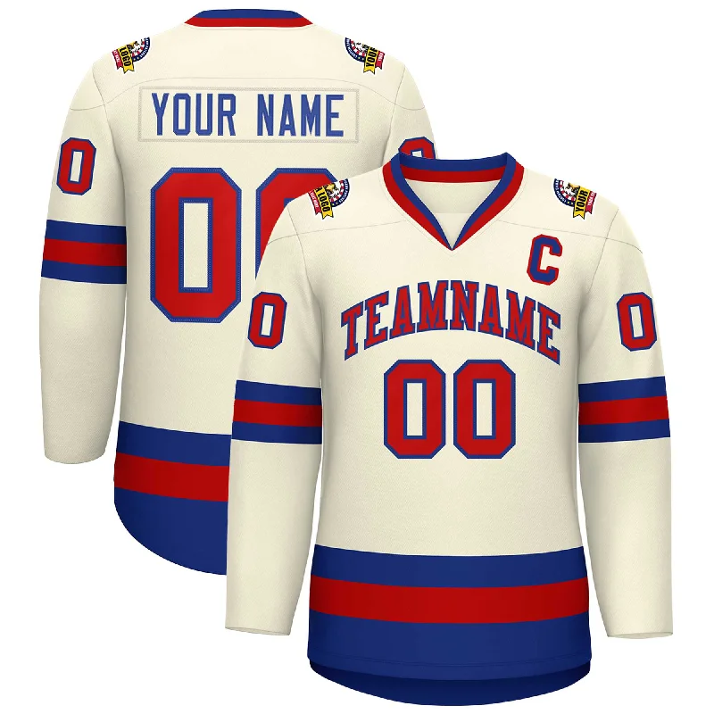 Custom Khaki Red-Royal Classic Style Hockey Jersey