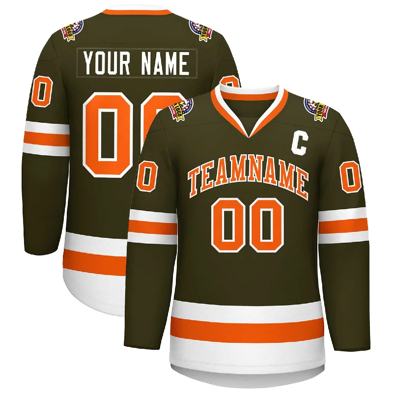 Custom Olive Orange-White Classic Style Hockey Jersey