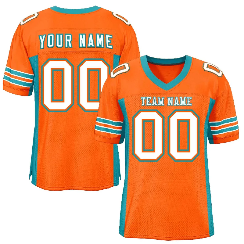 Custom Orange Aqua Insert Color Design Mesh Authentic Football Jersey