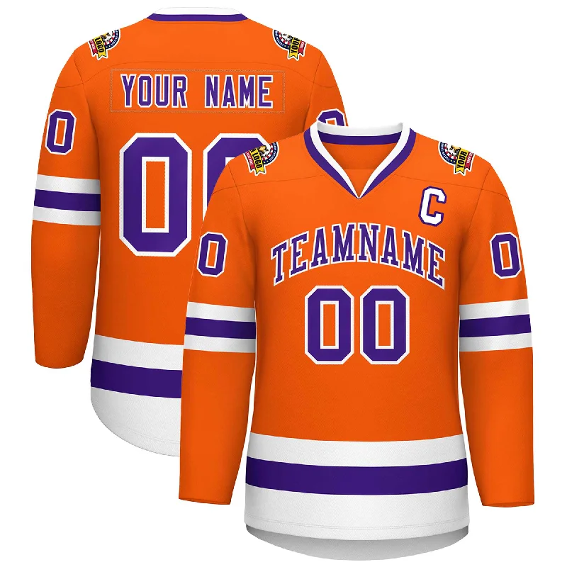 Custom Orange Purple-White Classic Style Hockey Jersey