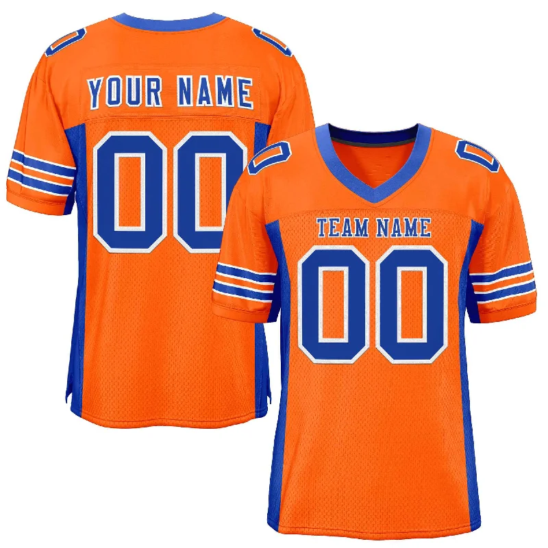 Custom Orange Royal Insert Color Design Mesh Authentic Football Jersey