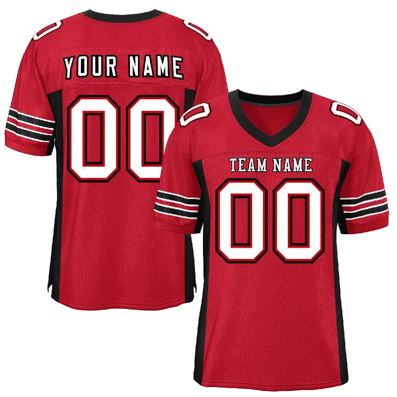 Custom Red Black Insert Color Design Mesh Authentic Football Jersey