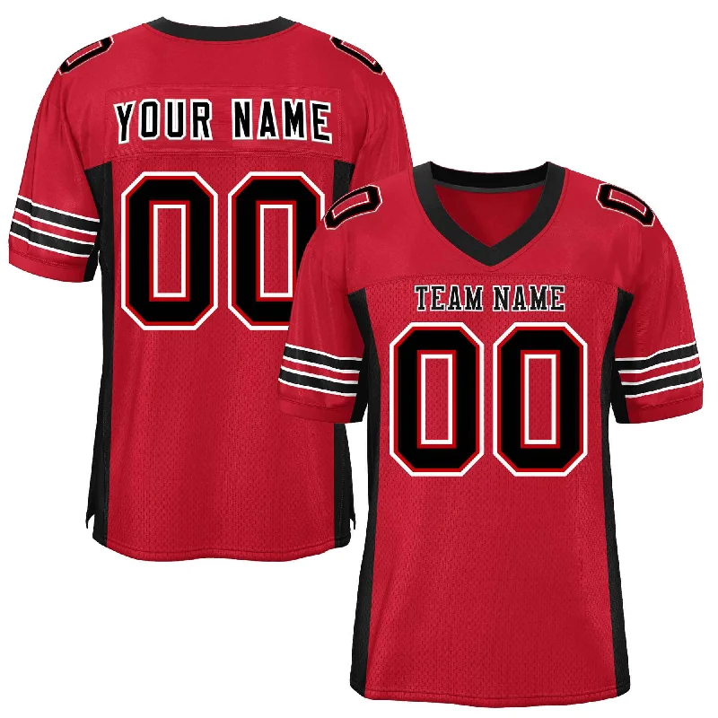 Custom Red Black Insert Color Design Mesh Authentic Football Jersey