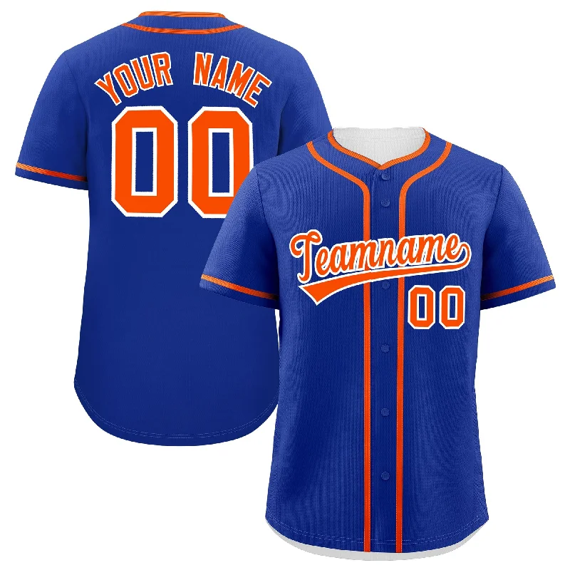 Custom Royal Orange Personalized Classic Authentic Baseball Jersey