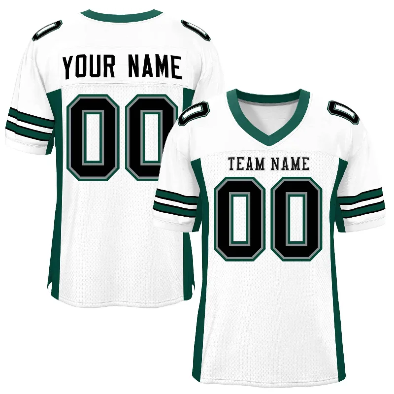 Custom White Midnight Green Insert Color Design Mesh Authentic Football Jersey