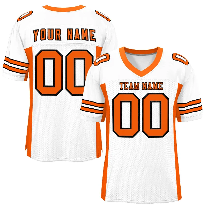 Custom White Orange Insert Color Design Mesh Authentic Football Jersey