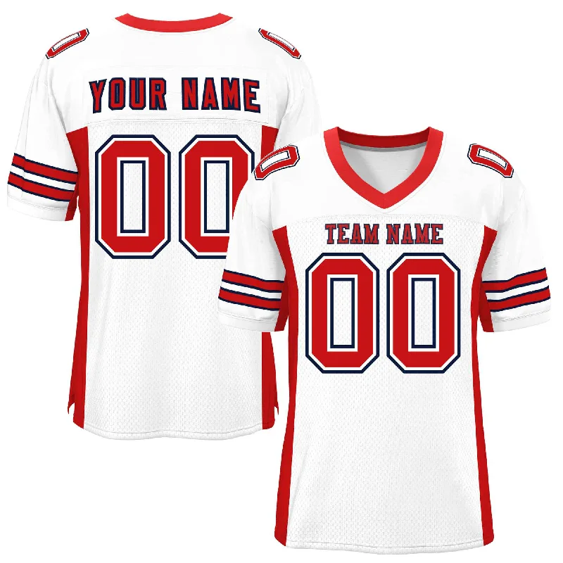 Custom White Red Insert Color Design Mesh Authentic Football Jersey