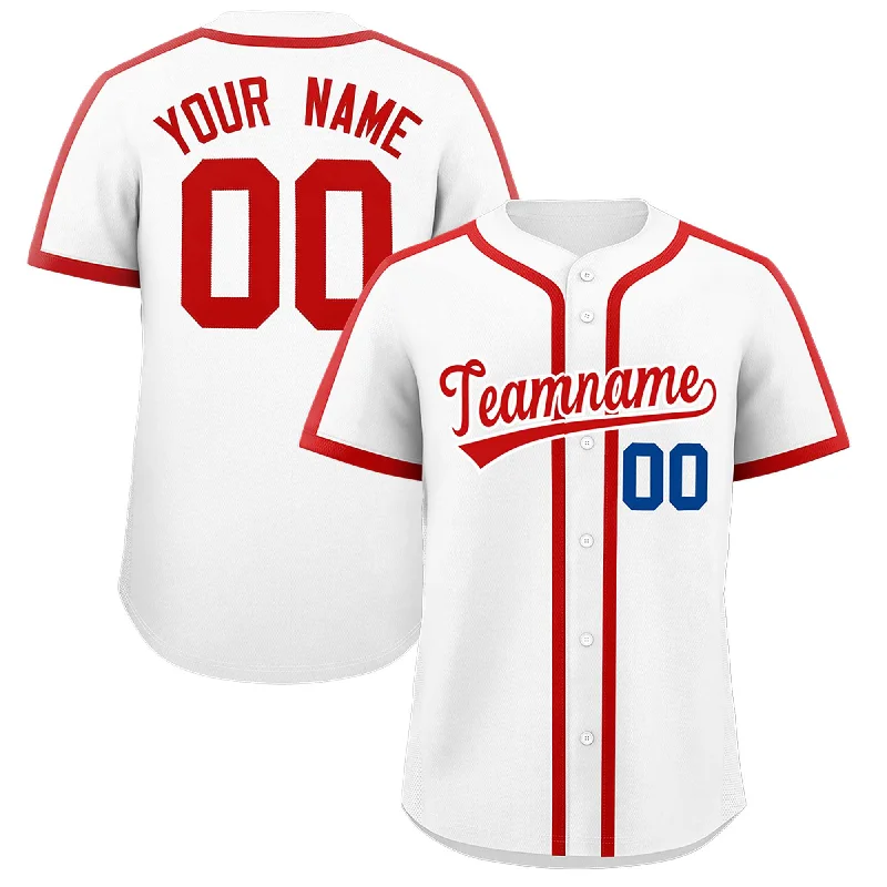 Custom White Red Personalized Classic Authentic Baseball Jersey