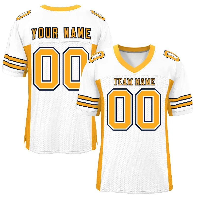 Custom White Yellow Insert Color Design Mesh Authentic Football Jersey